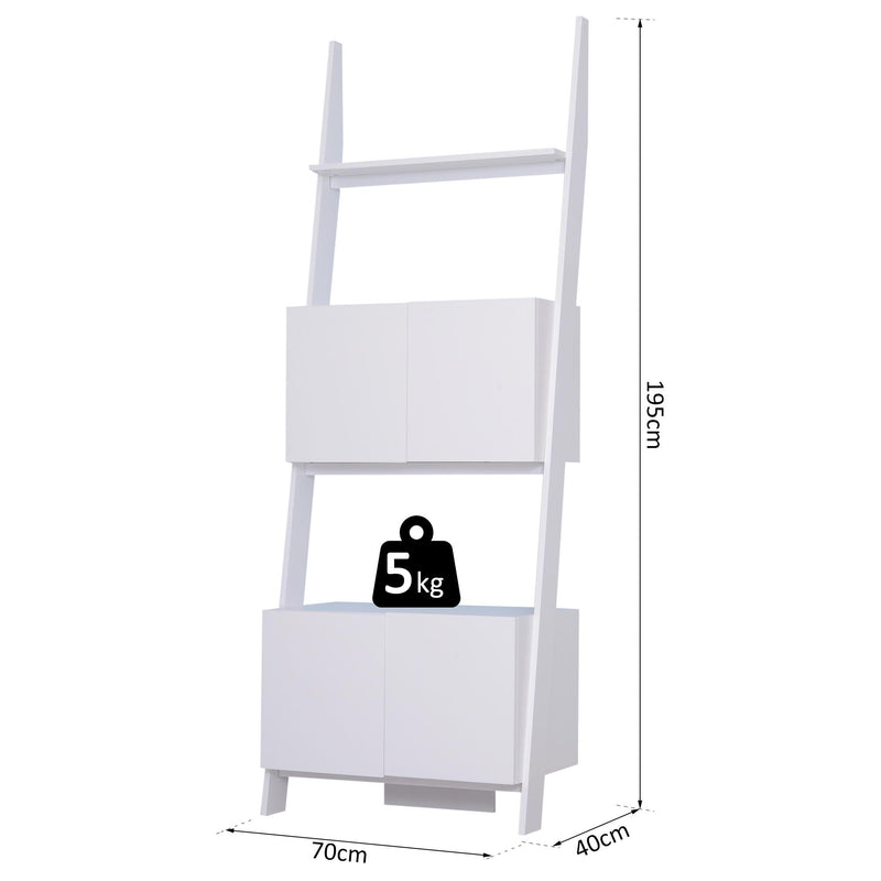 Libreria Scaffale 3 Ripiani 2 Armadietti Design Moderno in Legno Bianco 70x40x195 cm 