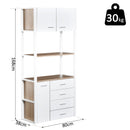 Libreria Armadio 2 Ripiani 4 Cassetti in Acciaio e Legno Bianco e Rovere 80x35x168 cm 