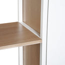 Libreria 6 Ripiani con 2 Cassetti e Armadietto in Acciaio e Legno Bianco e Rovere 100x35x180 cm 