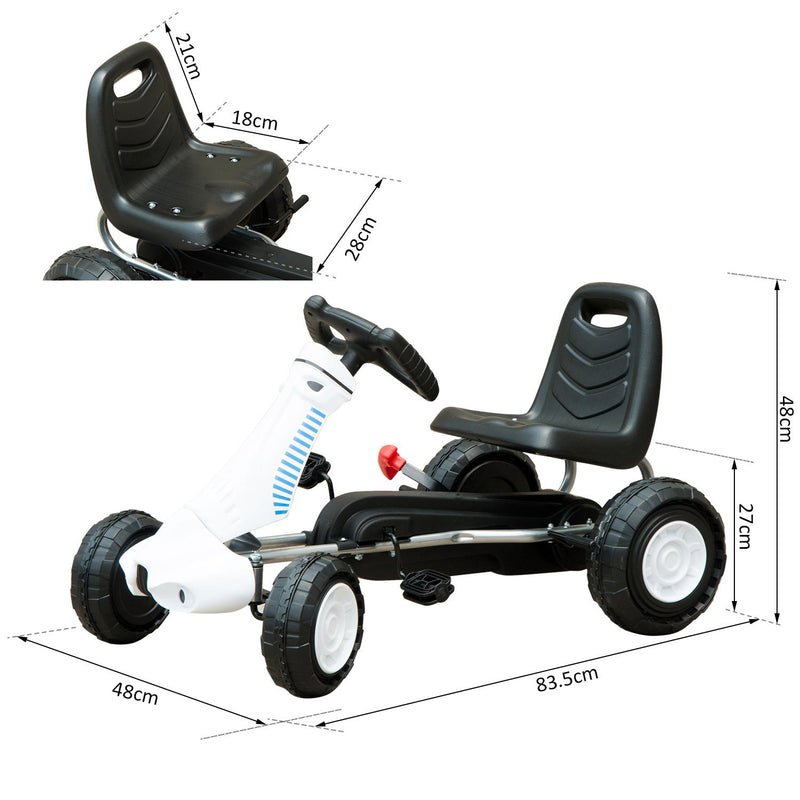Go-Kart a Pedali per Bambini Bianco e Nero 