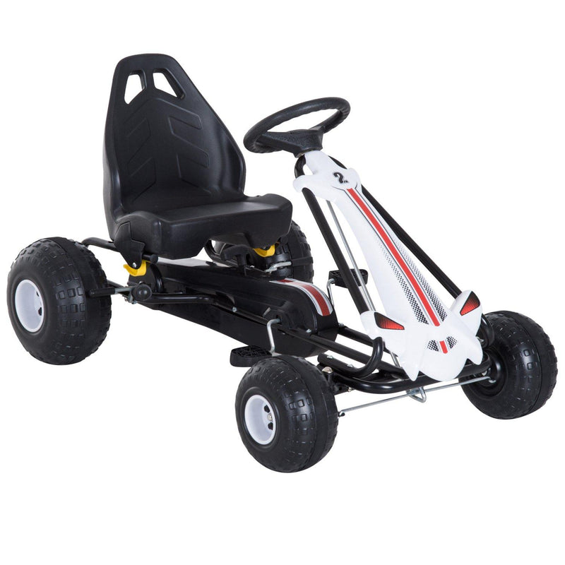 Go-Kart a Pedali per Bambini Bianco e Nero 