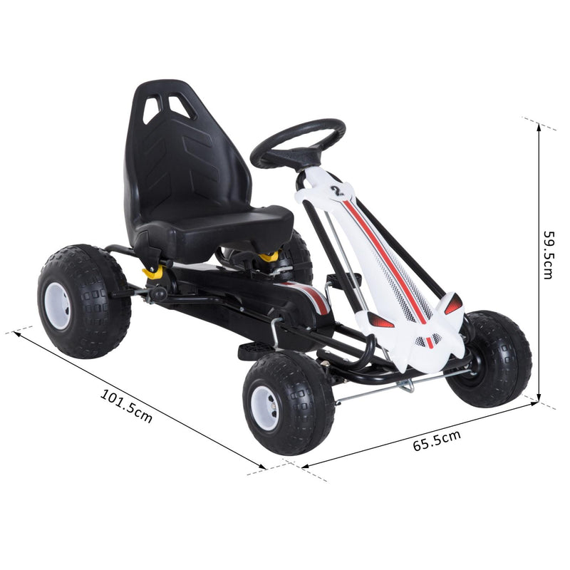Go-Kart a Pedali per Bambini Bianco e Nero 