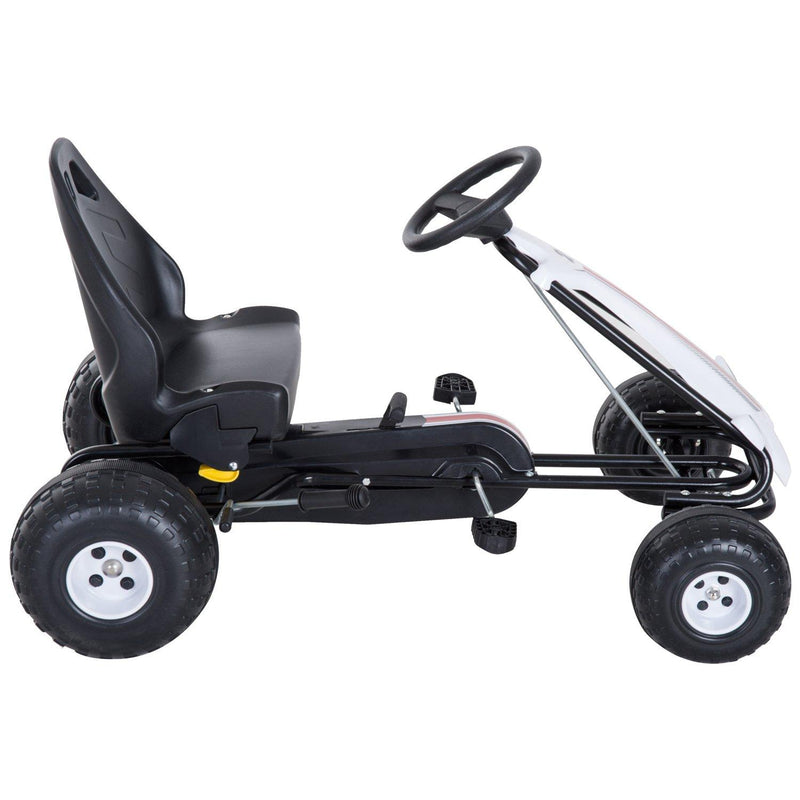 Go-Kart a Pedali per Bambini Bianco e Nero 