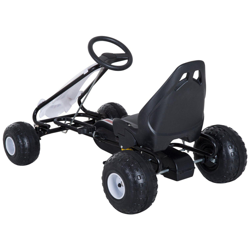 Go-Kart a Pedali per Bambini Bianco e Nero 
