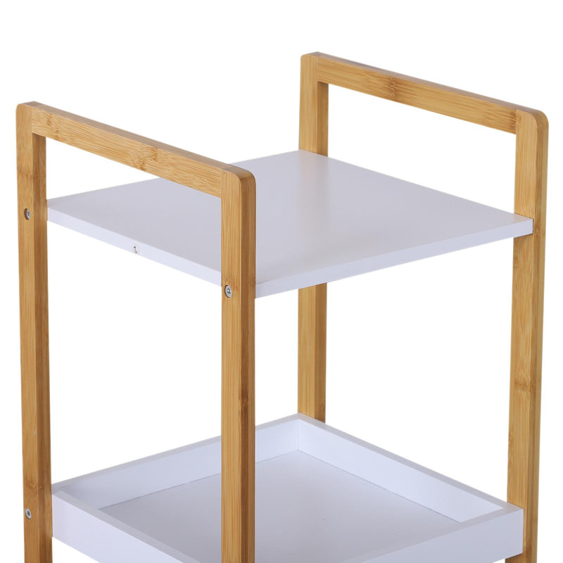 Scaffale Portaoggetti in Legno 32x30x100 cm Naturale e Bianco 