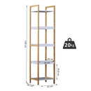 Scaffale Portaoggetti a 5 Ripiani in Bambù e MDF Bianco e Legno Naturale 32x30x130 cm 