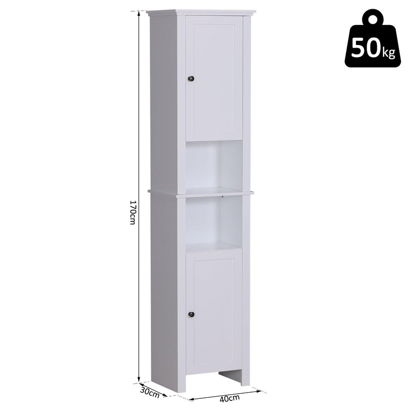 Mobile a Colonna da Bagno Salvaspazio 6 Ripiani Legno Bianco 40x30x170 cm 