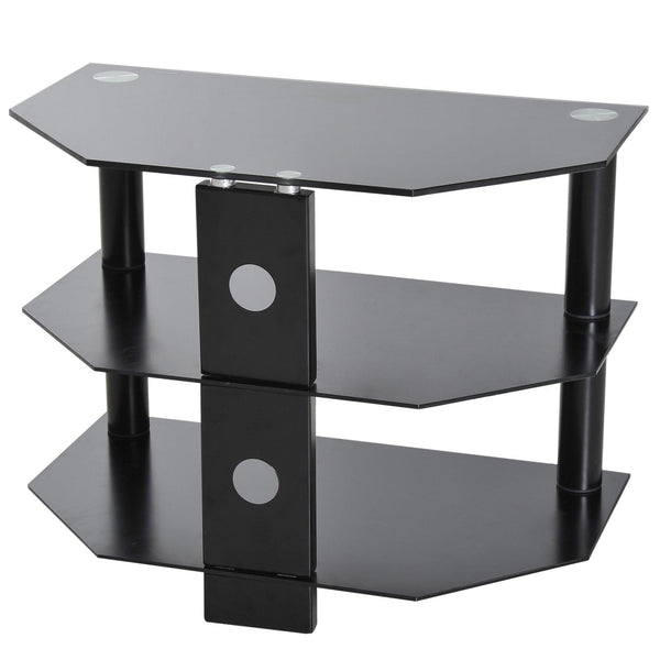 Meuble TV avec 3 étagères en Verre Trempé Noir 65x38x50 cm online