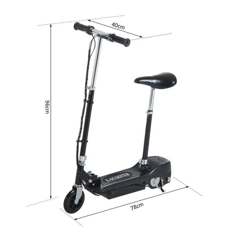 Monopattino Elettrico per Bambini 120W Pieghevole con Sella Nero 