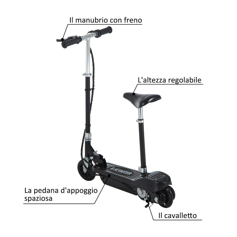 Monopattino Elettrico per Bambini 120W Pieghevole con Sella Nero 