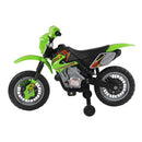 Moto Cross Elettrica per Bambini 6V con Rotelle Verde 