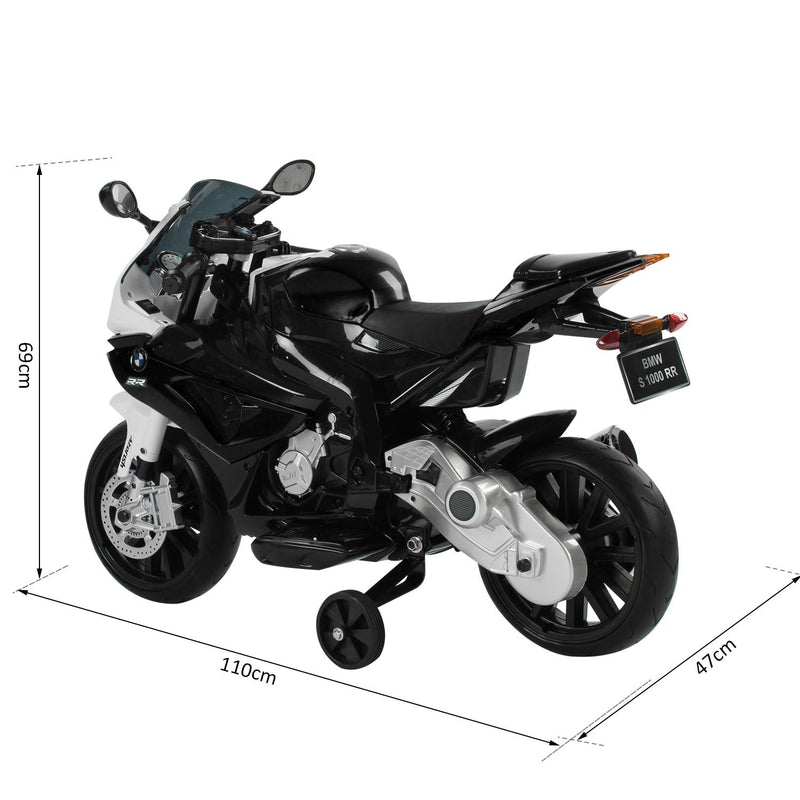 Moto Elettrica per Bambini 12V con Licenza BMW S 1000 RR Nera e Bianca