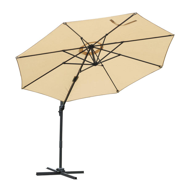 sconto Parasol de jardin aluminium décentralisé Ø2,95x2,5m 360° Beige