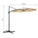 Ombrellone Decentrato da Giardino in Alluminio Ø2.95x2.5m 360° Beige 