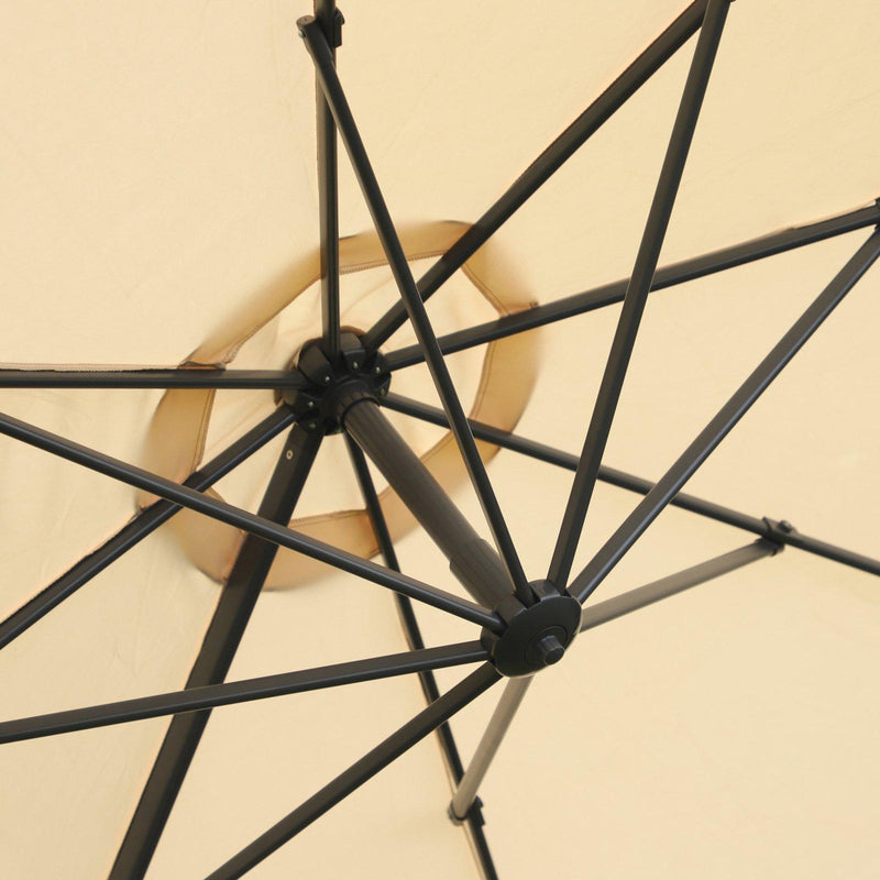 Ombrellone Decentrato da Giardino in Alluminio Ø2.95x2.5m 360° Beige 