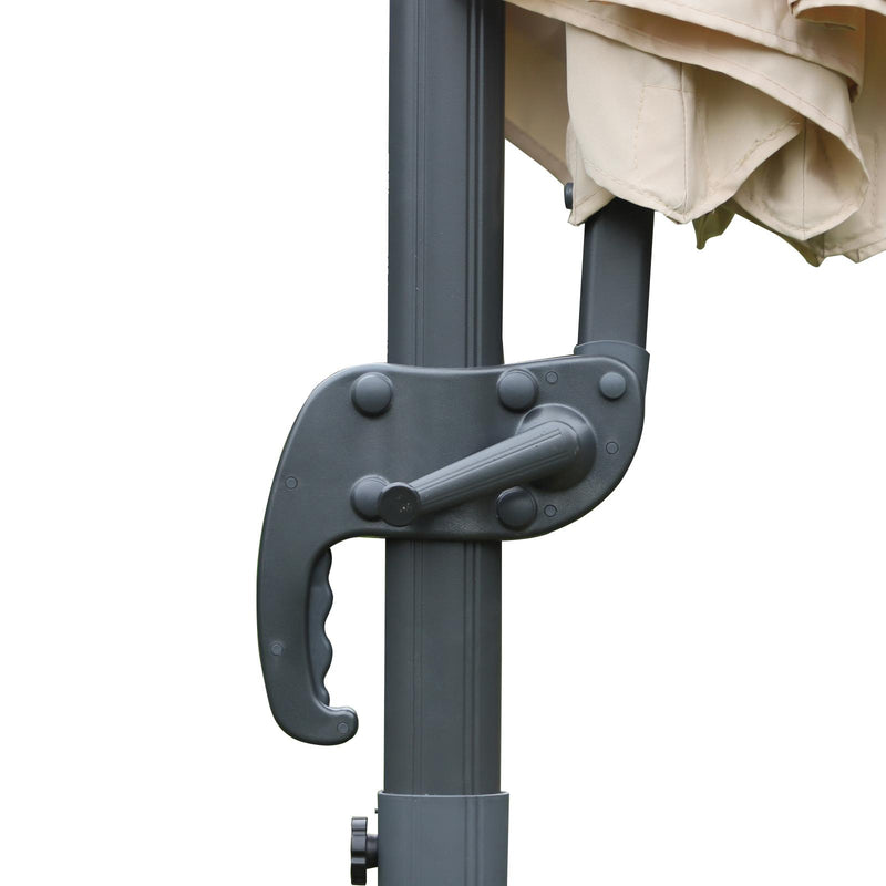 Ombrellone Decentrato da Giardino in Alluminio Ø2.95x2.5m 360° Beige 