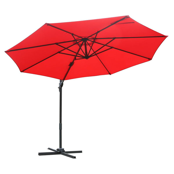 prezzo Parasol de jardin aluminium décentralisé Ø2,95x2,5m 360° Rouge