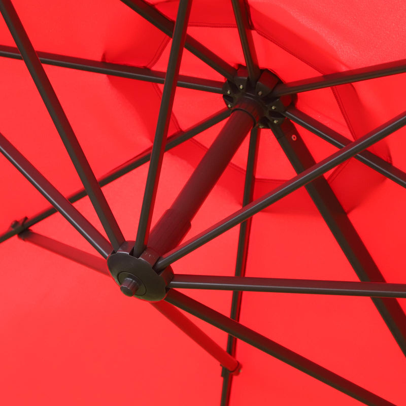 Ombrellone Decentrato da Giardino in Alluminio Ø2.95x2.5m 360° Rosso 