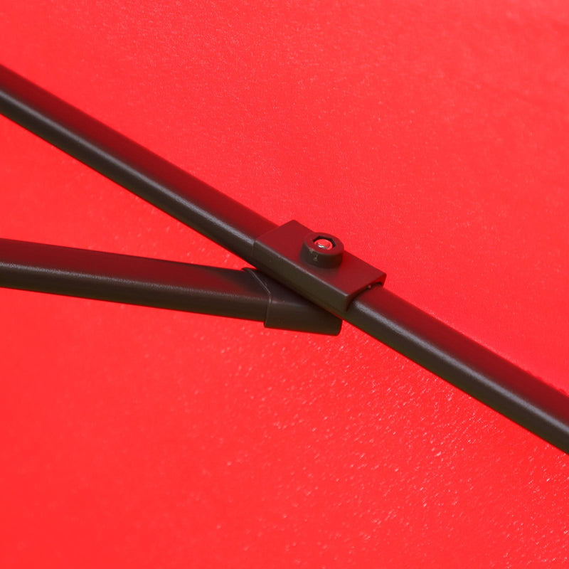 Ombrellone Decentrato da Giardino in Alluminio Ø2.95x2.5m 360° Rosso 