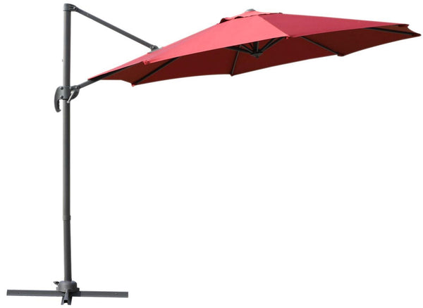 acquista Parasol de jardin acier Ø2,95x2,5m Décentralisé 360° Rouge