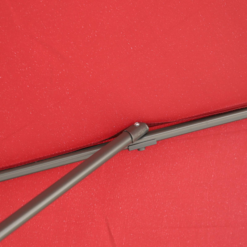 Ombrellone Decentrato da Giardino in Acciaio Ø2,95x2,5 m 360° Rosso 