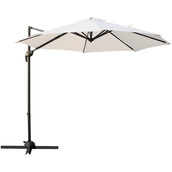Parasol de Jardin Décentralisé Acier Ø2,95x2,5m 360° Blanc Crème sconto
