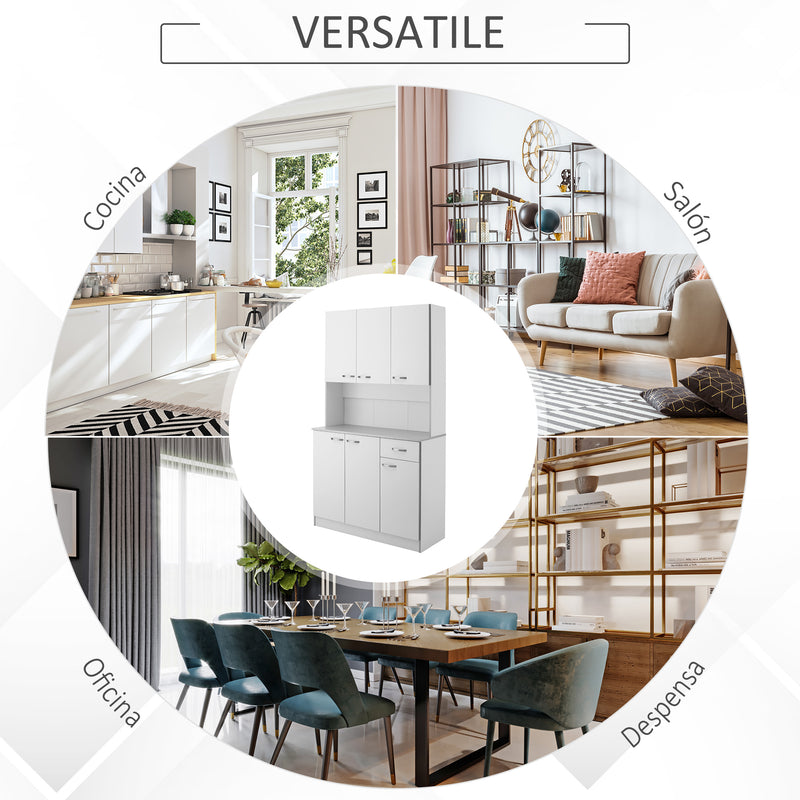 Armadio con Pensili da Cucina in Legno Bianco 101x39x180 cm