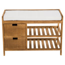 Panca Contenitore da Ingresso con Cassetti e Ripiani in Legno Chiaro 69x34x48 cm 