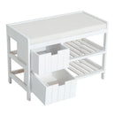 Panca Contenitore da Ingresso in Legno Bianco 69x34x48 cm 
