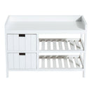 Panca Contenitore da Ingresso in Legno Bianco 69x34x48 cm 