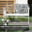 Panchina 2 Posti da Giardino in Ferro Romantico Bianco 109.5x51x95.5 cm 