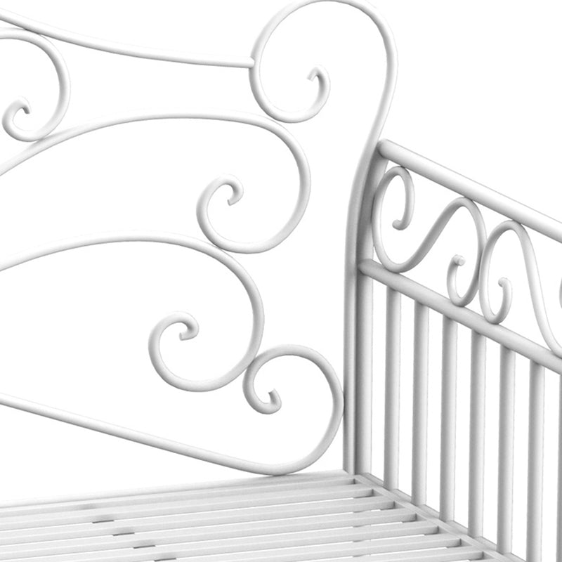 Panchina 2 Posti da Giardino in Ferro Romantico Bianco 109.5x51x95.5 cm 