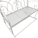 Panchina a Dondolo da Giardino 2 Posti in Ferro Shabby Bianco 102x74.5x78 cm 