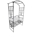 Panchina da Giardino 2 Posti con Arco Rampicanti per Piante Nero 115x59x203 cm 