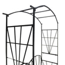 Panchina da Giardino 2 Posti con Arco Rampicanti per Piante Nero 115x59x203 cm 