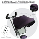 Passeggino Triciclo per Bambini con Maniglione e Tettuccio Parasole Deluxe Bianco e Viola 