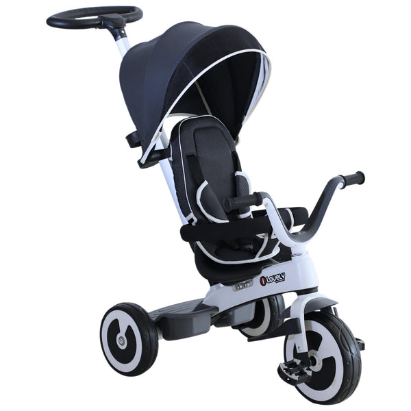 Poussette tricycle pour enfants avec poignée de toit et panier gris foncé online