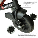 Passeggino Triciclo per Bambini con Maniglione e Tettuccio Nero e Rosso 