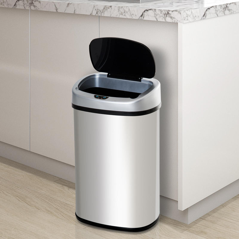 Pattumiera ad Apertura Automatica in Acciaio Inox con Sensore 48 Litri 