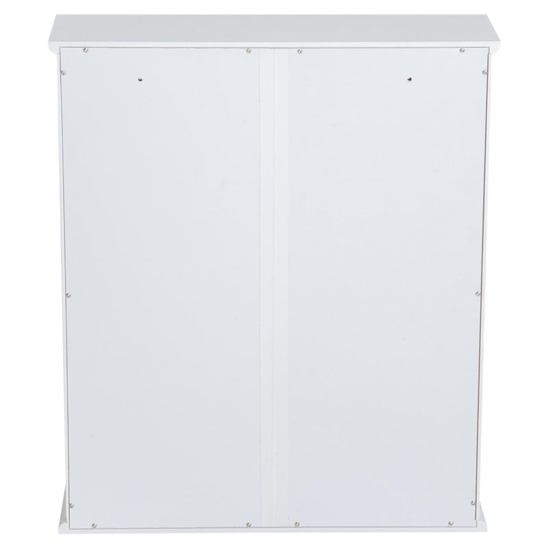 Armadietto Portaoggetti da Parete per Bagno e Cucina 3 Ripiani in Legno Bianco 53.5x16x62.5 cm 