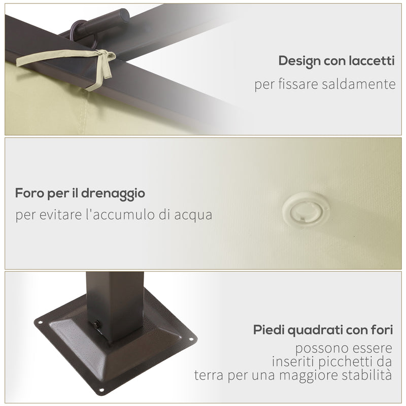 Pergola da Giardino Retraibile 3,5x3,5x2,3 m Nera e Beige 