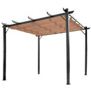 Pergola da Giardino 3X4m in Alluminio con Telo Scorrevole Nera e Beige 