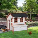 Pollaio per Galline in Legno Bianco Crema Marrone 120x96x123 cm 