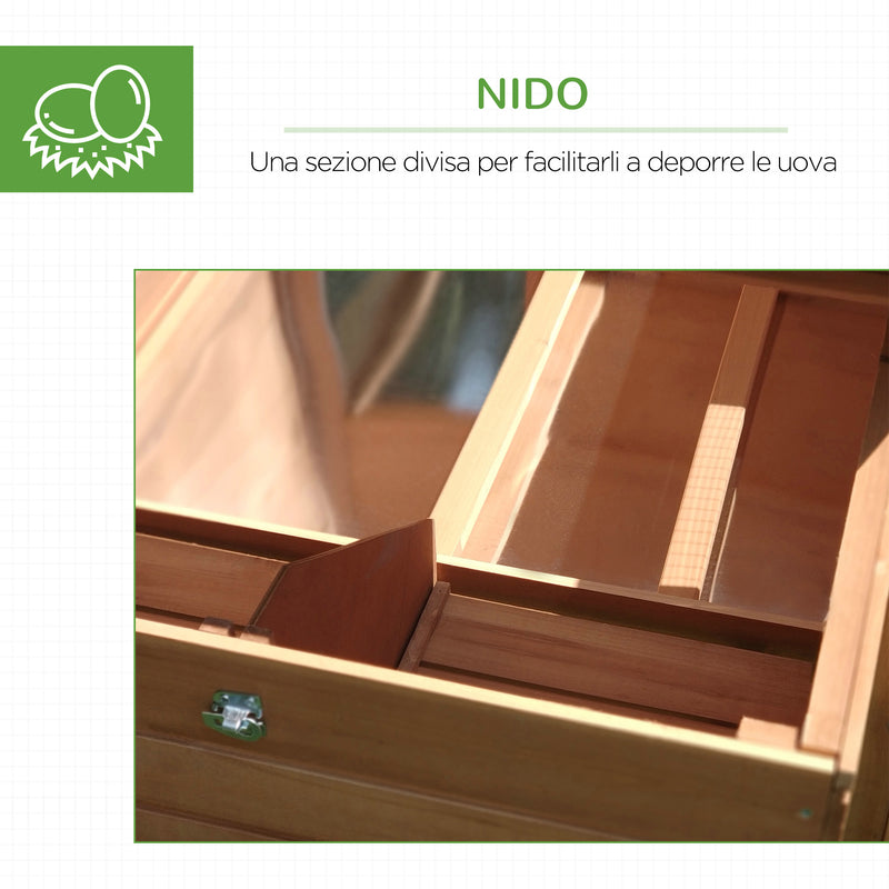 Pollaio Gabbia per Galline da Esterno con Zona di Corsa e Nido in Legno 190x81x103 cm 
