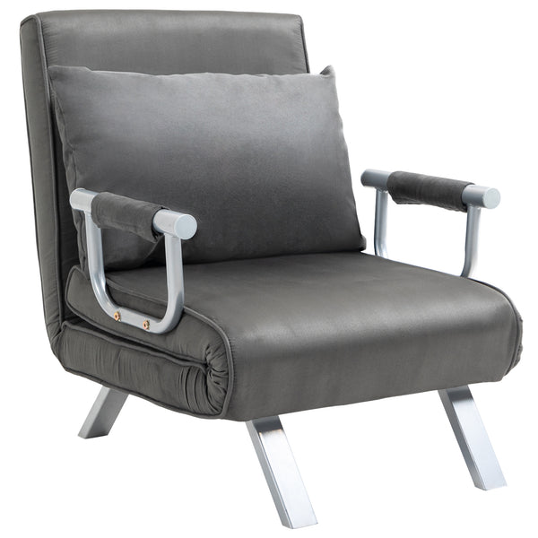 Fauteuil convertible en lit avec revêtement en microfibre gris foncé acquista