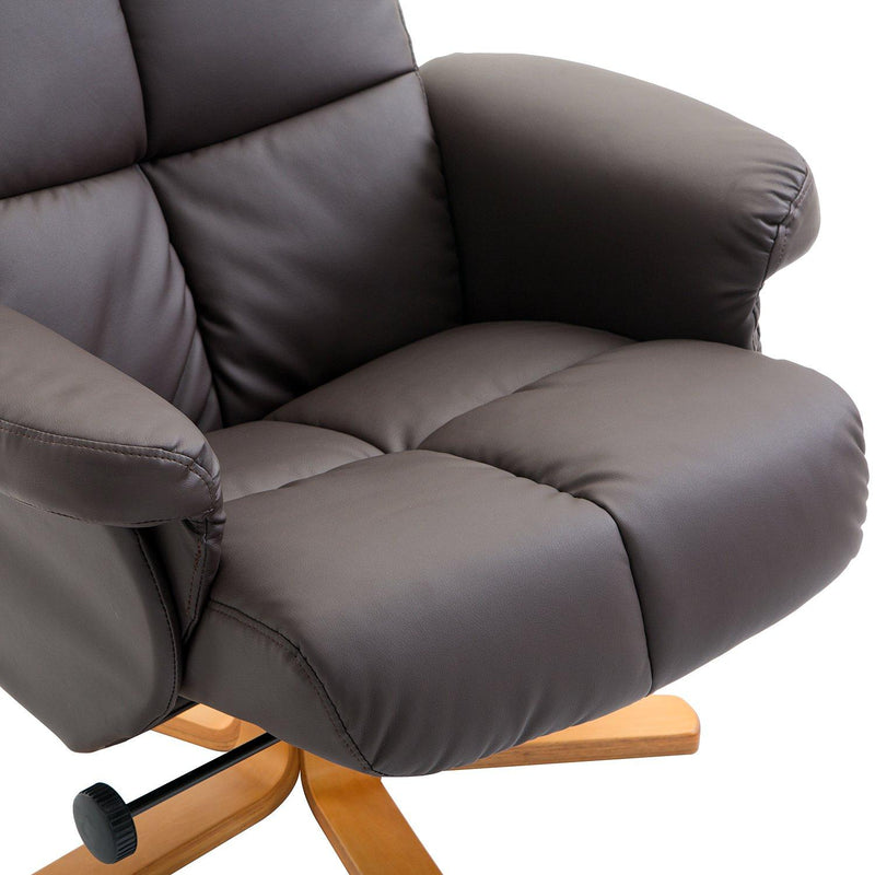 Poltrona Relax Reclinabile con Poggiapiedi in Similpelle Marrone 