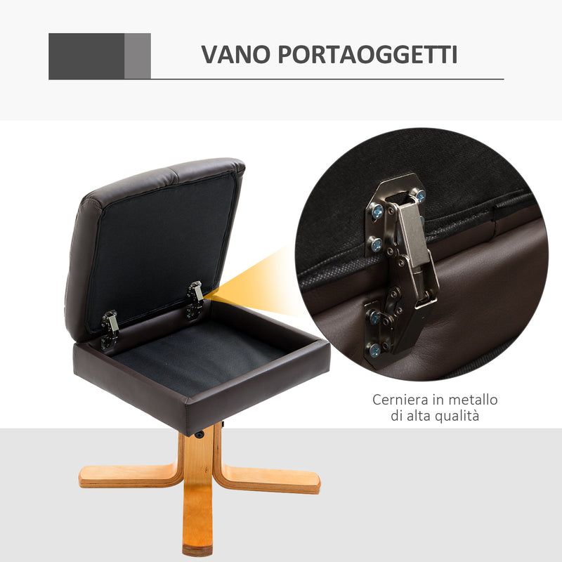 Poltrona Relax Reclinabile con Poggiapiedi in Similpelle Marrone 