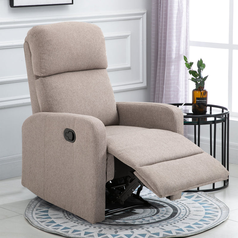 Poltrona Relax Reclinabile in Tessuto di Lino Grigio 