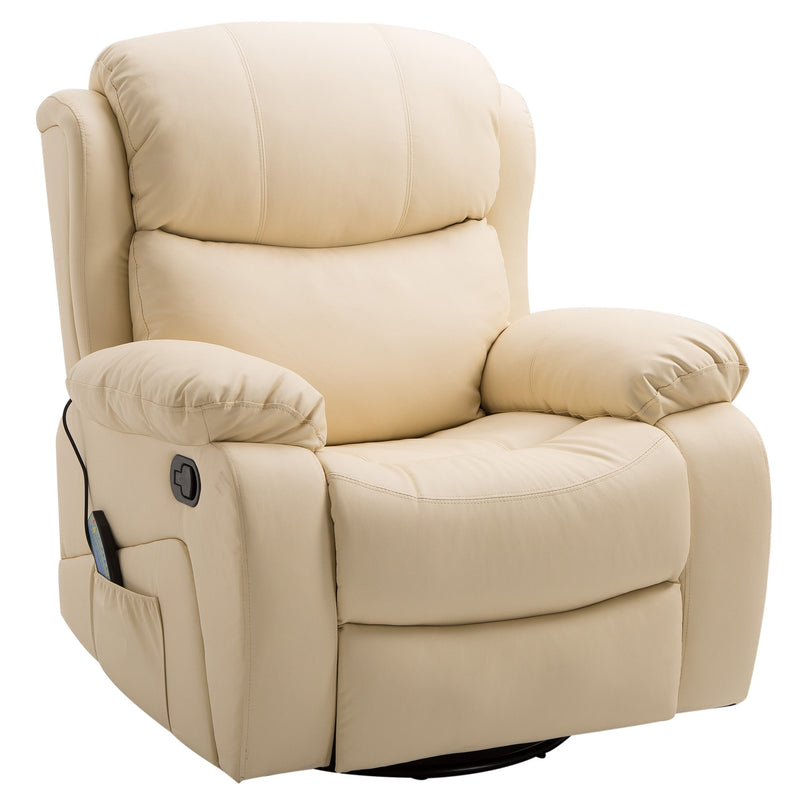 Poltrona Relax Dondolo Massaggiante e Riscaldante in Similpelle Beige 