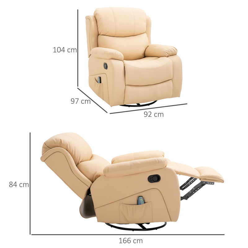 Poltrona Relax Dondolo Massaggiante e Riscaldante in Similpelle Beige 